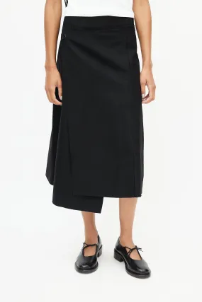 Black Wool Wrap Skirt