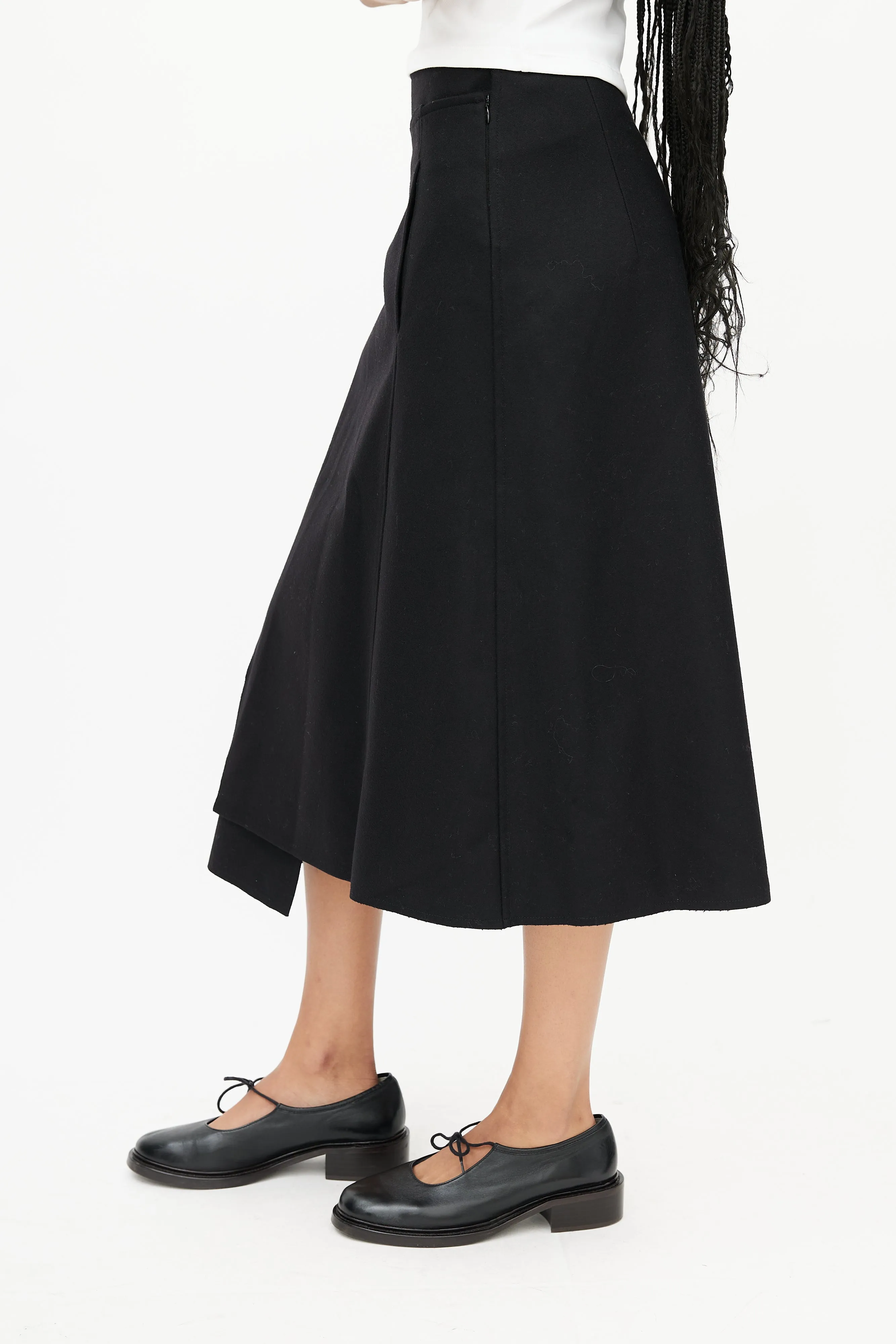 Black Wool Wrap Skirt