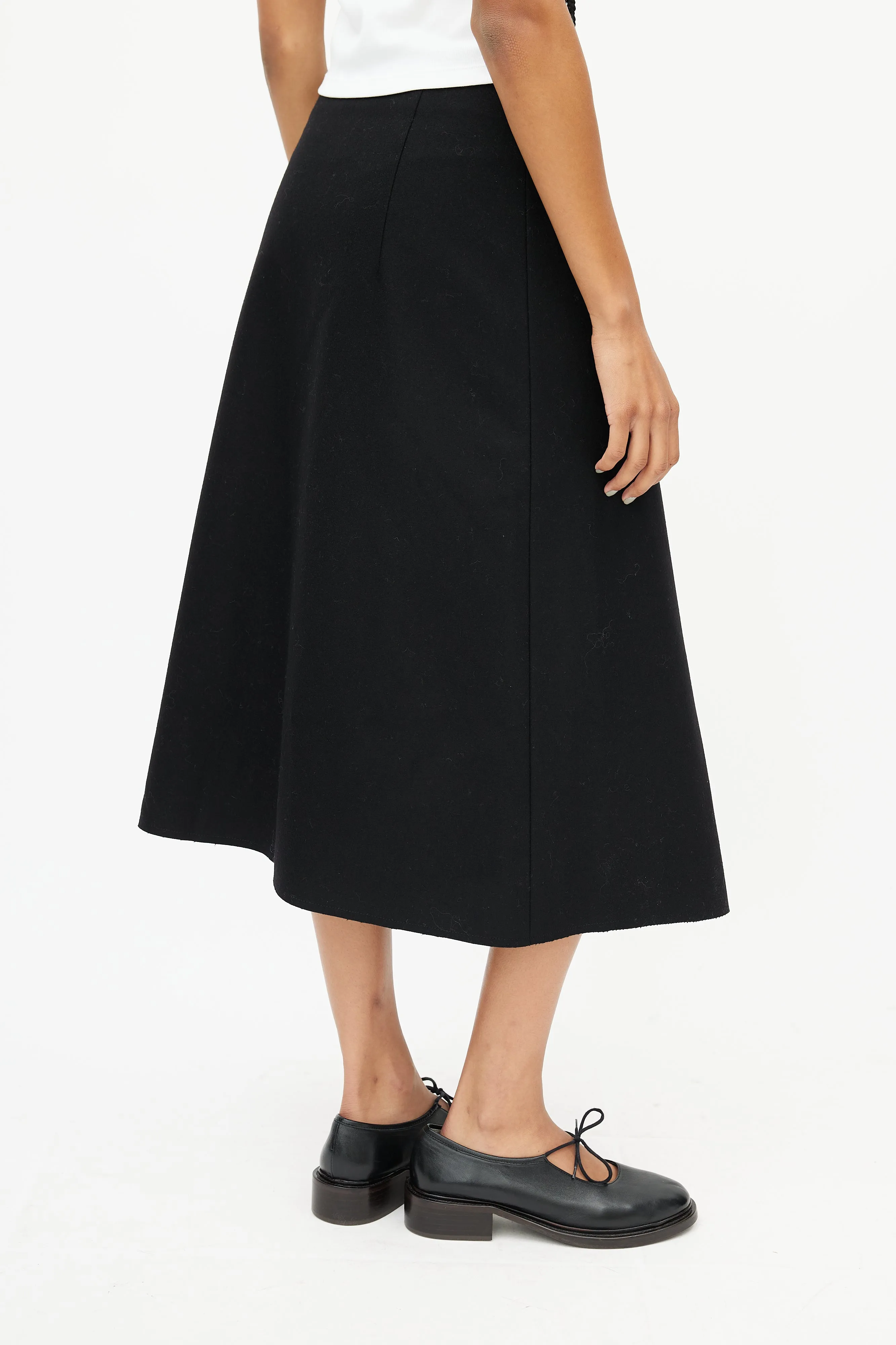 Black Wool Wrap Skirt