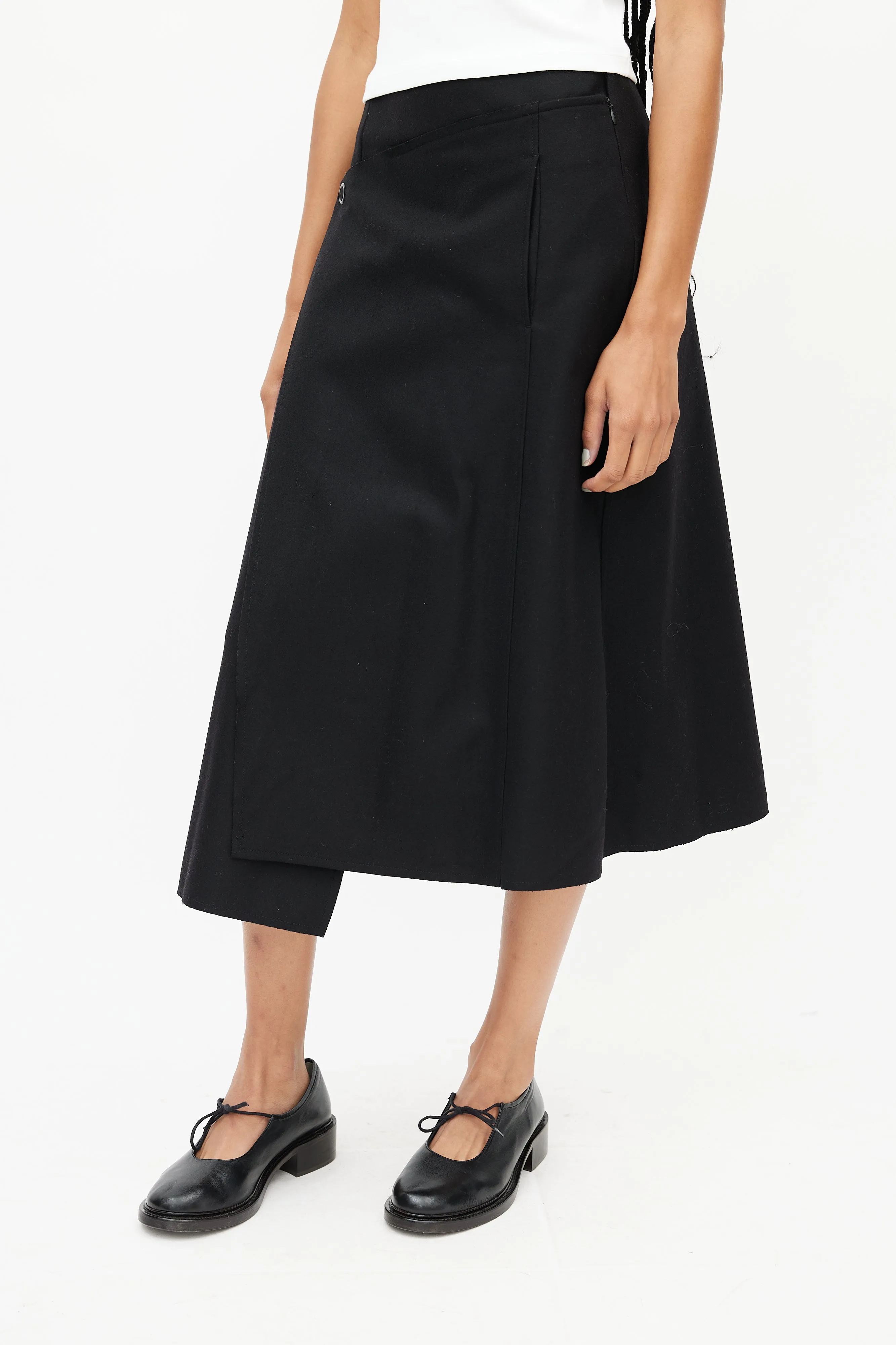 Black Wool Wrap Skirt