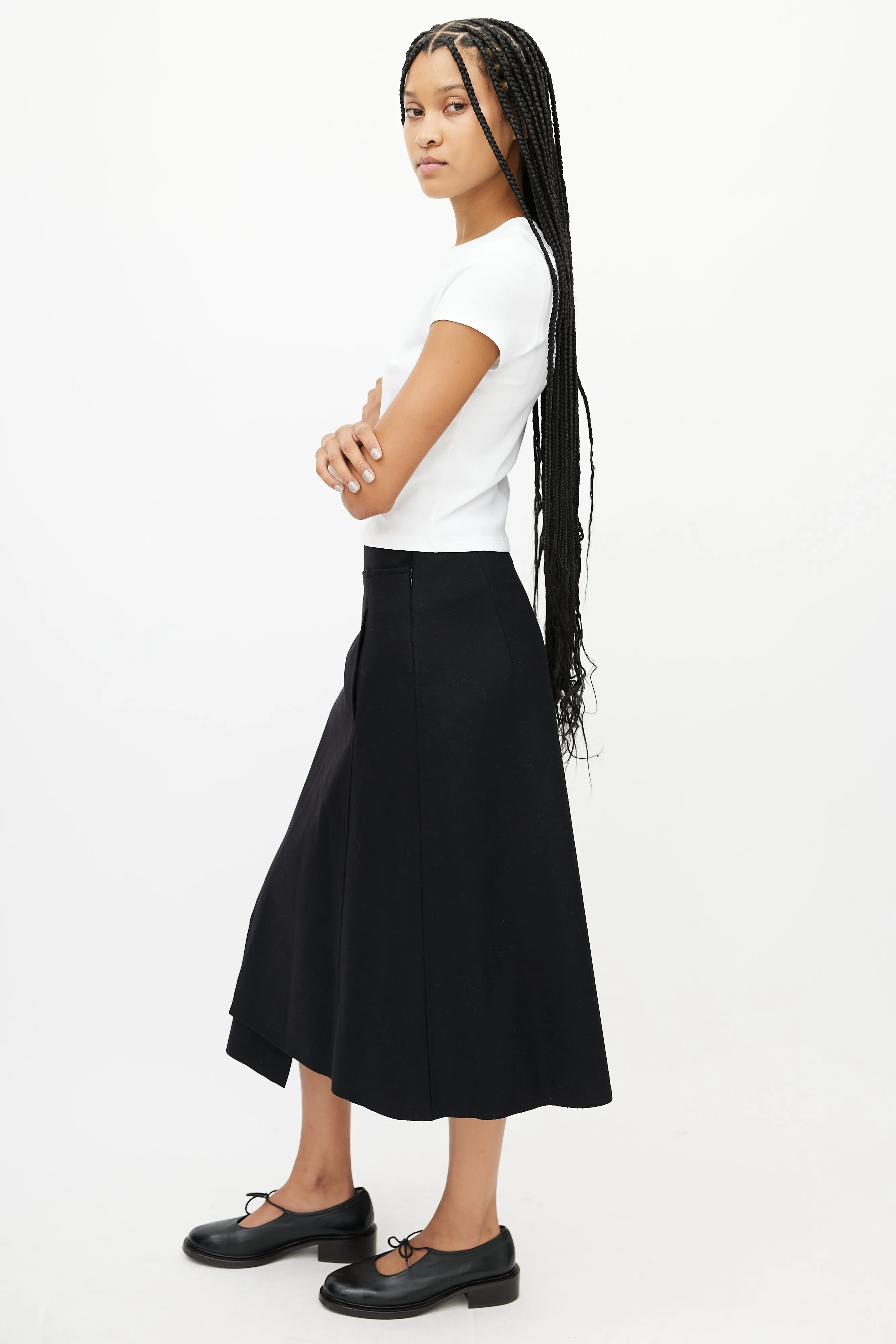 Black Wool Wrap Skirt