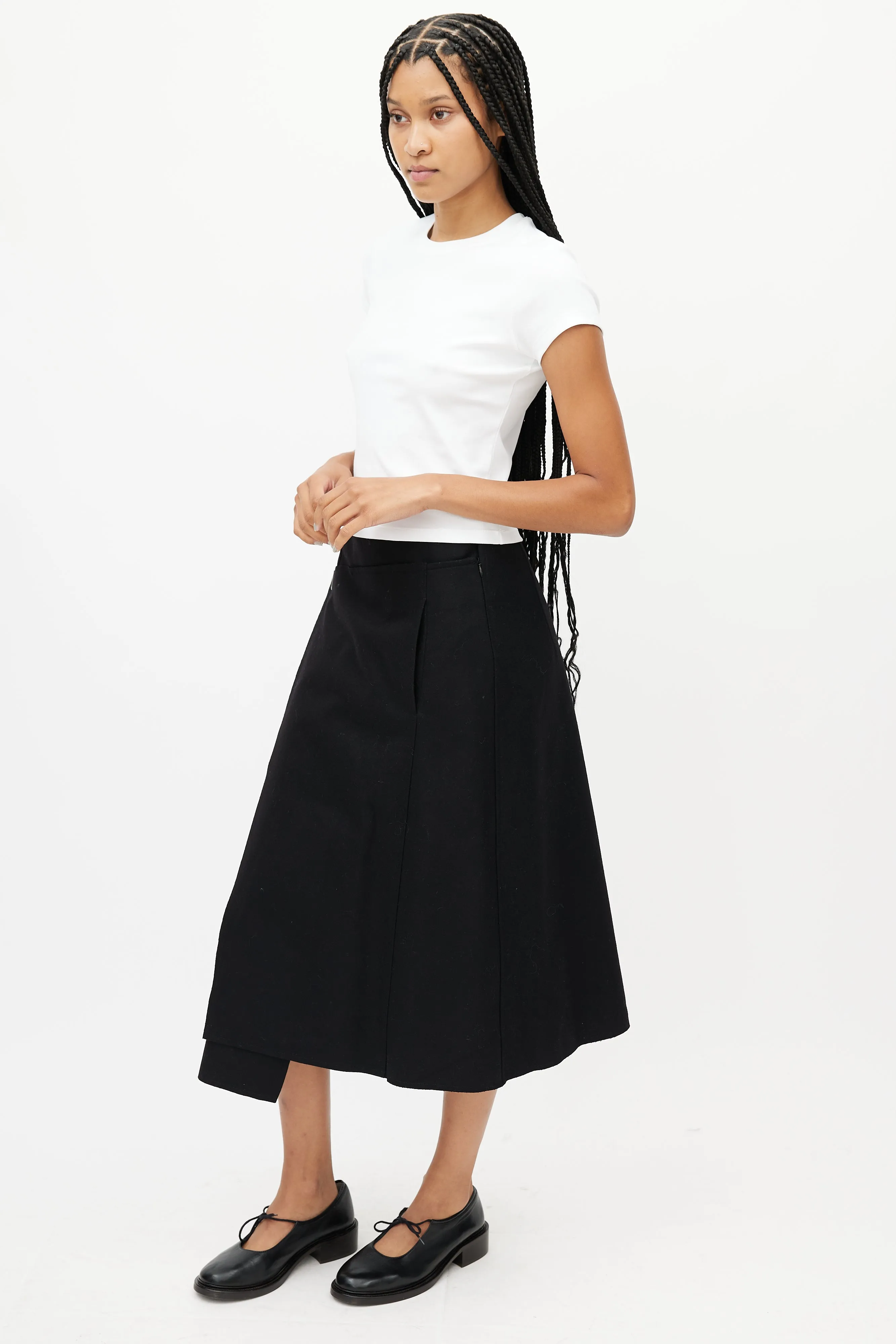 Black Wool Wrap Skirt