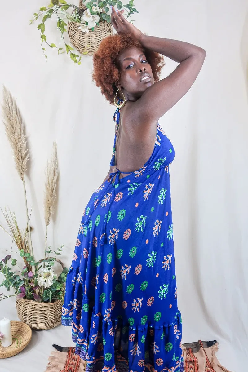 Blossom Halter-Neck Maxi Dress - Deep Sea Coral - Free Size L
