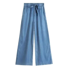 Bonnyshow thin curv wide leg Pants Vintage High Waist Jeans Women Full Length Pants Cowboy Pants Plus size Denim trousers 6XL 7XL