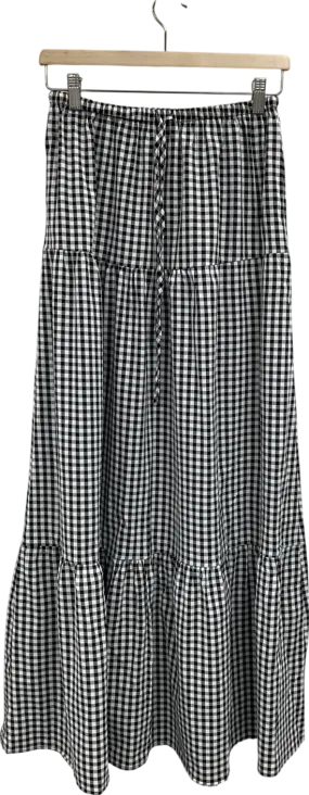 boohoo Black Gingham Maxi Skirt UK 10