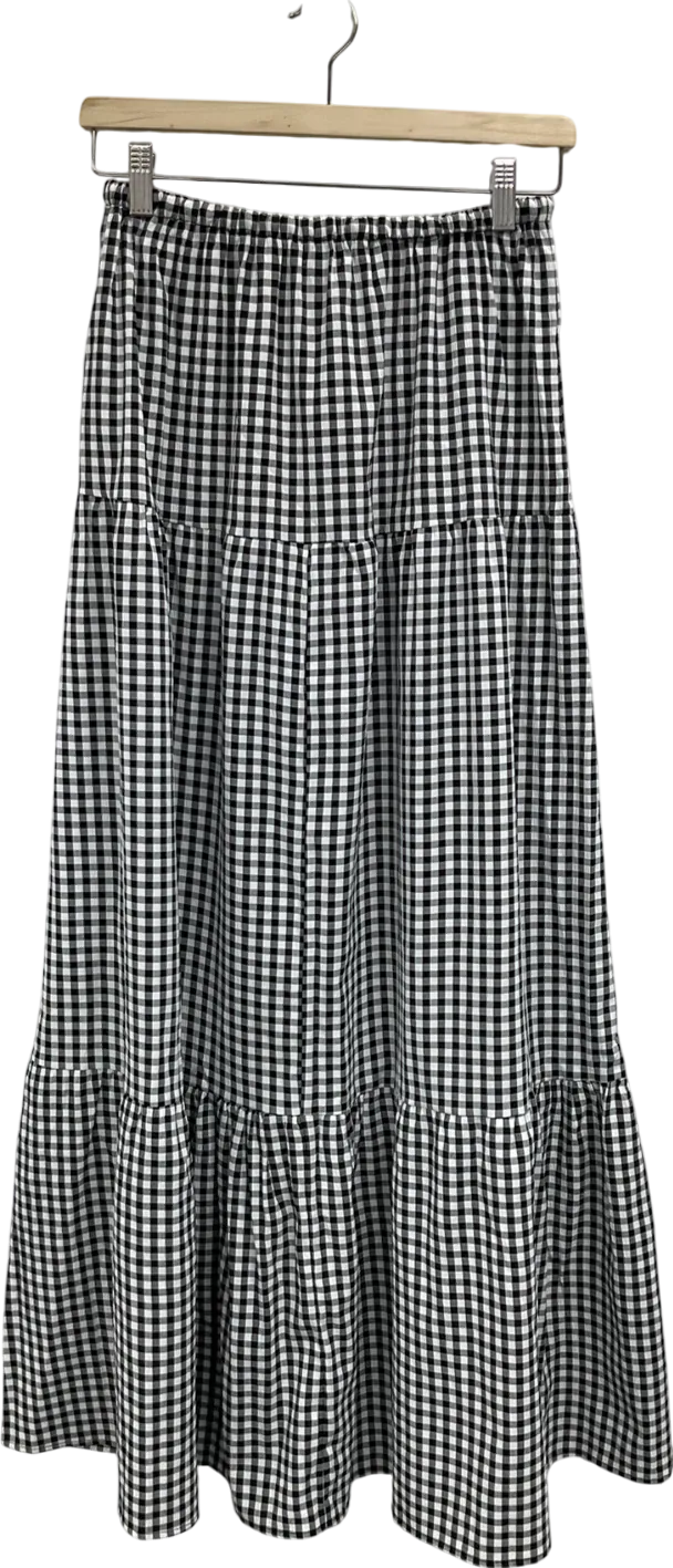 boohoo Black Gingham Maxi Skirt UK 10