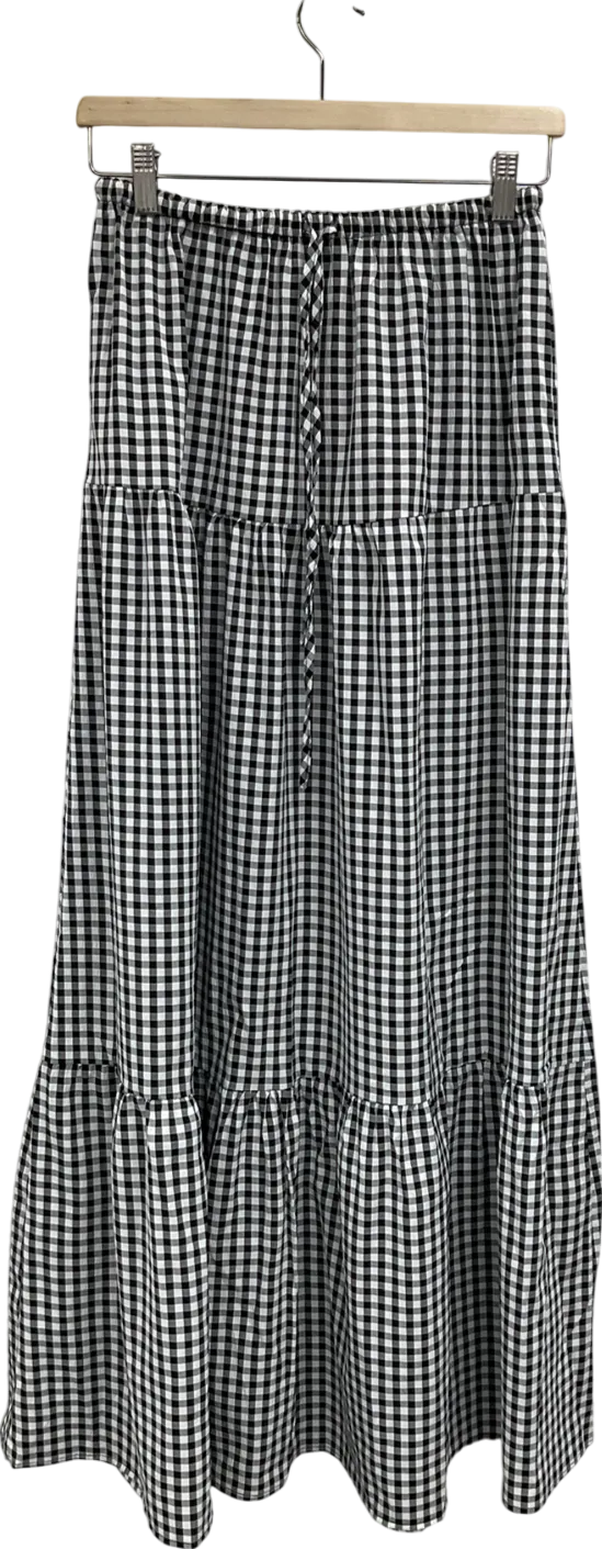 boohoo Black Gingham Maxi Skirt UK 10
