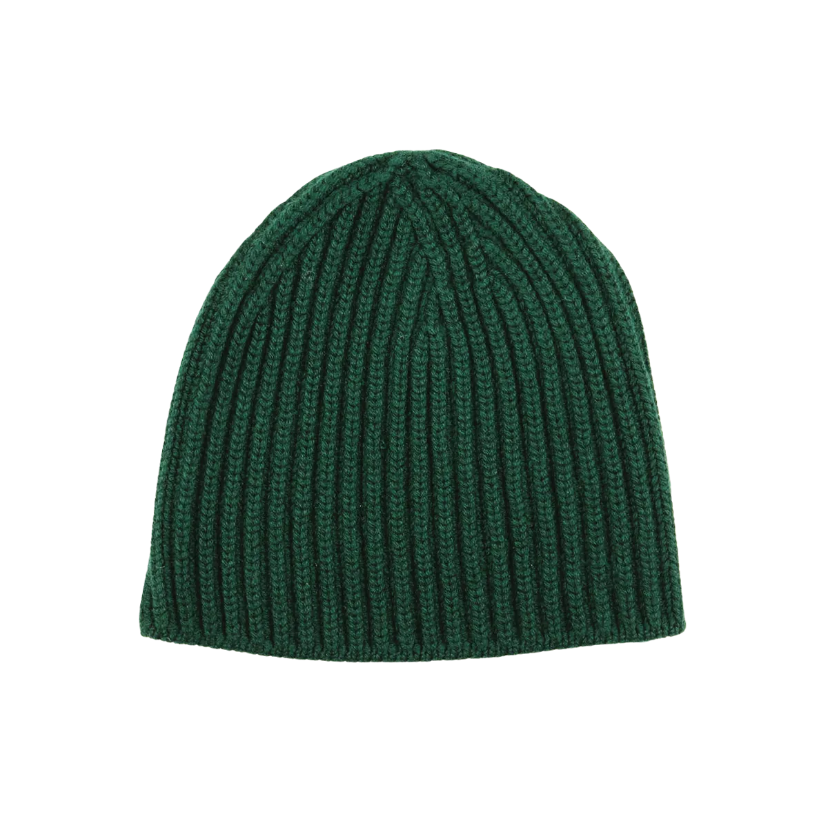 Bottle Green Cashmere Ribbed Short Beanie