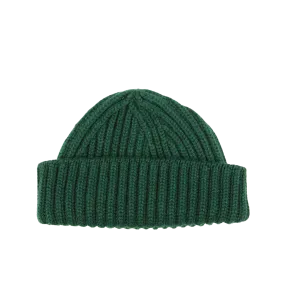 Bottle Green Cashmere Ribbed Short Beanie