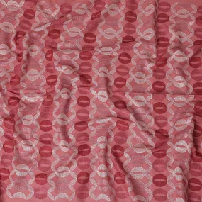 Brick red Premium pure cotton voile fabric with same tone and beige embroidery in geometric design-D16981