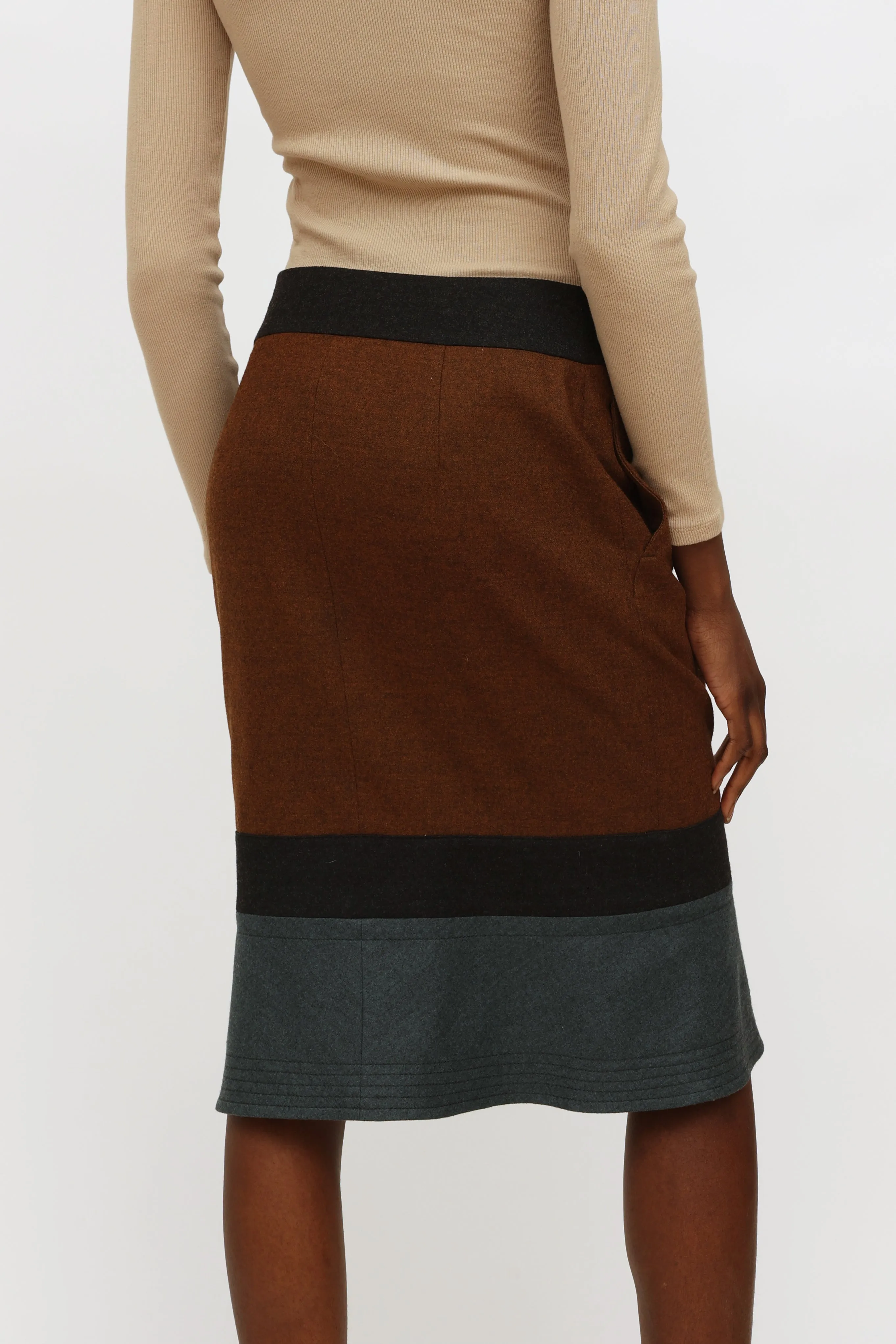 Brown & Grey Wool Skirt