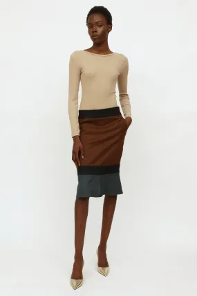 Brown & Grey Wool Skirt