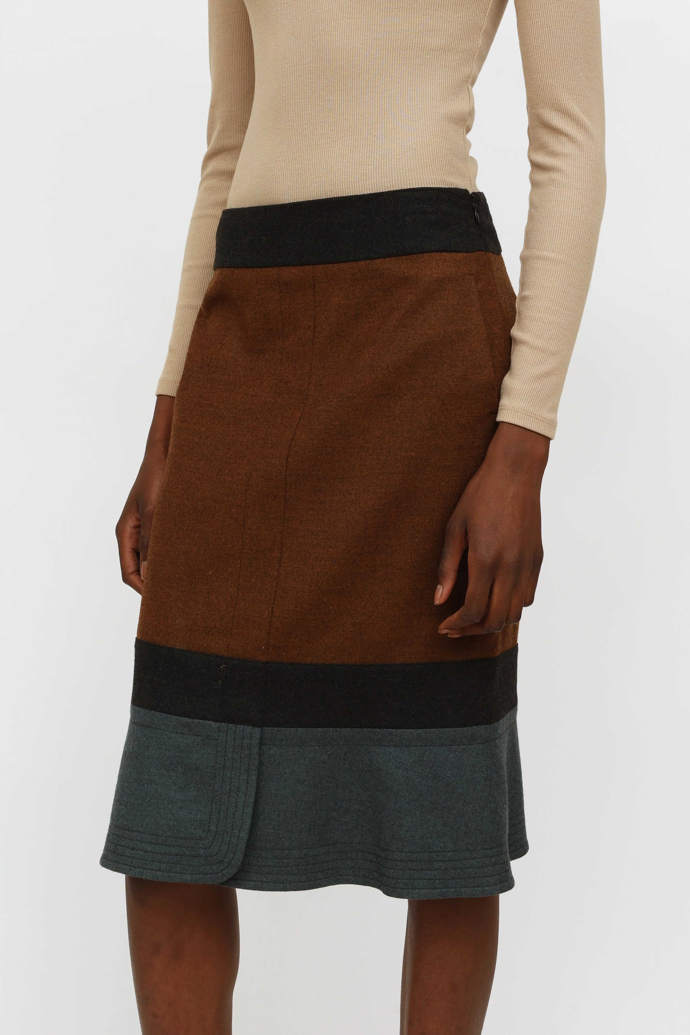 Brown & Grey Wool Skirt