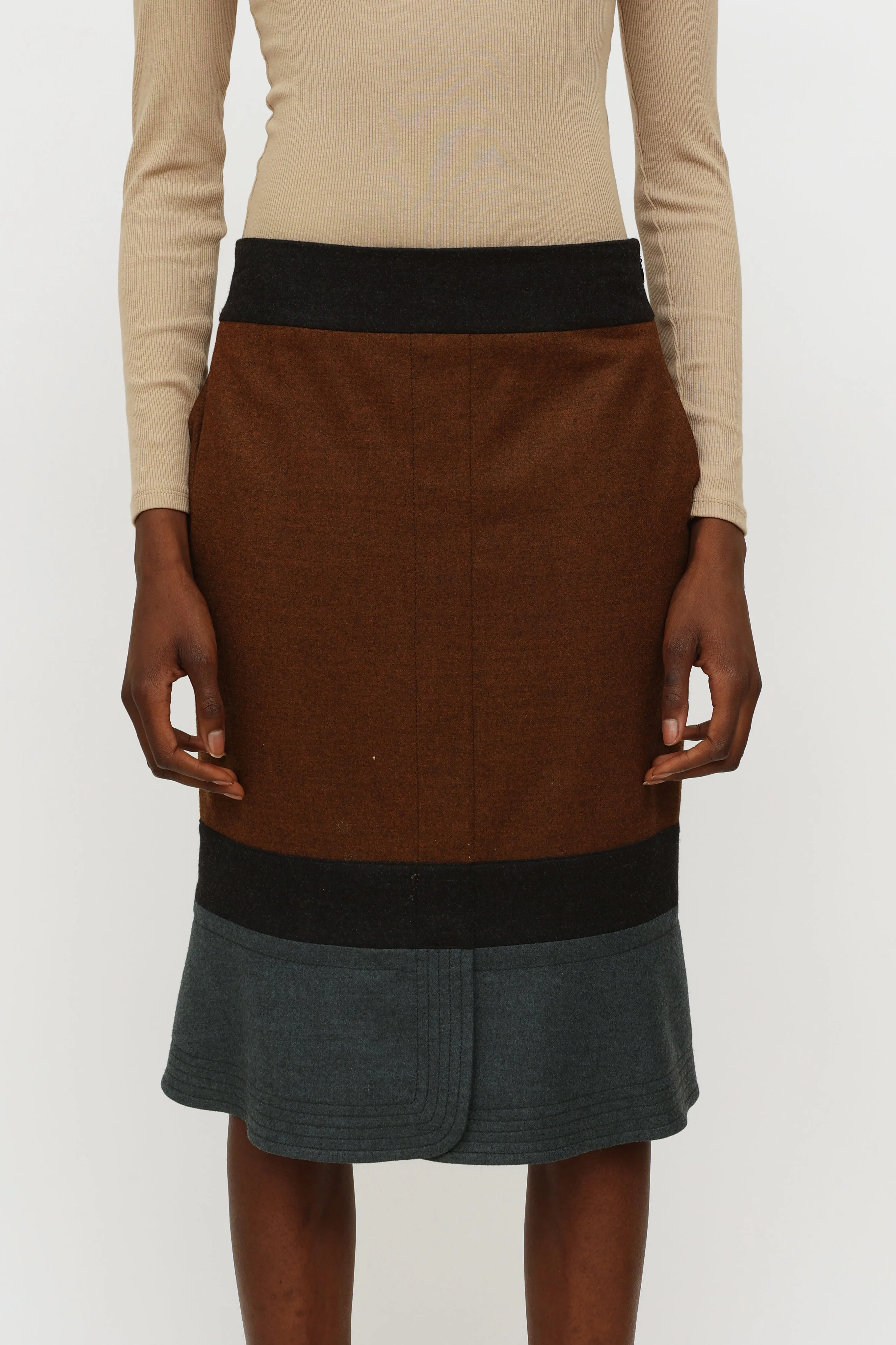 Brown & Grey Wool Skirt