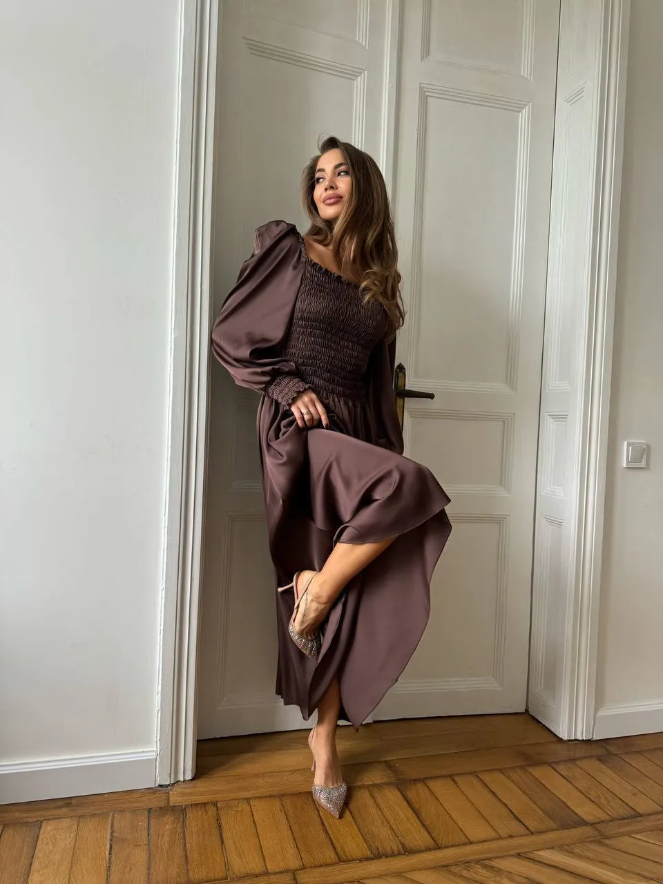 Brown maxi dress “Celeste”