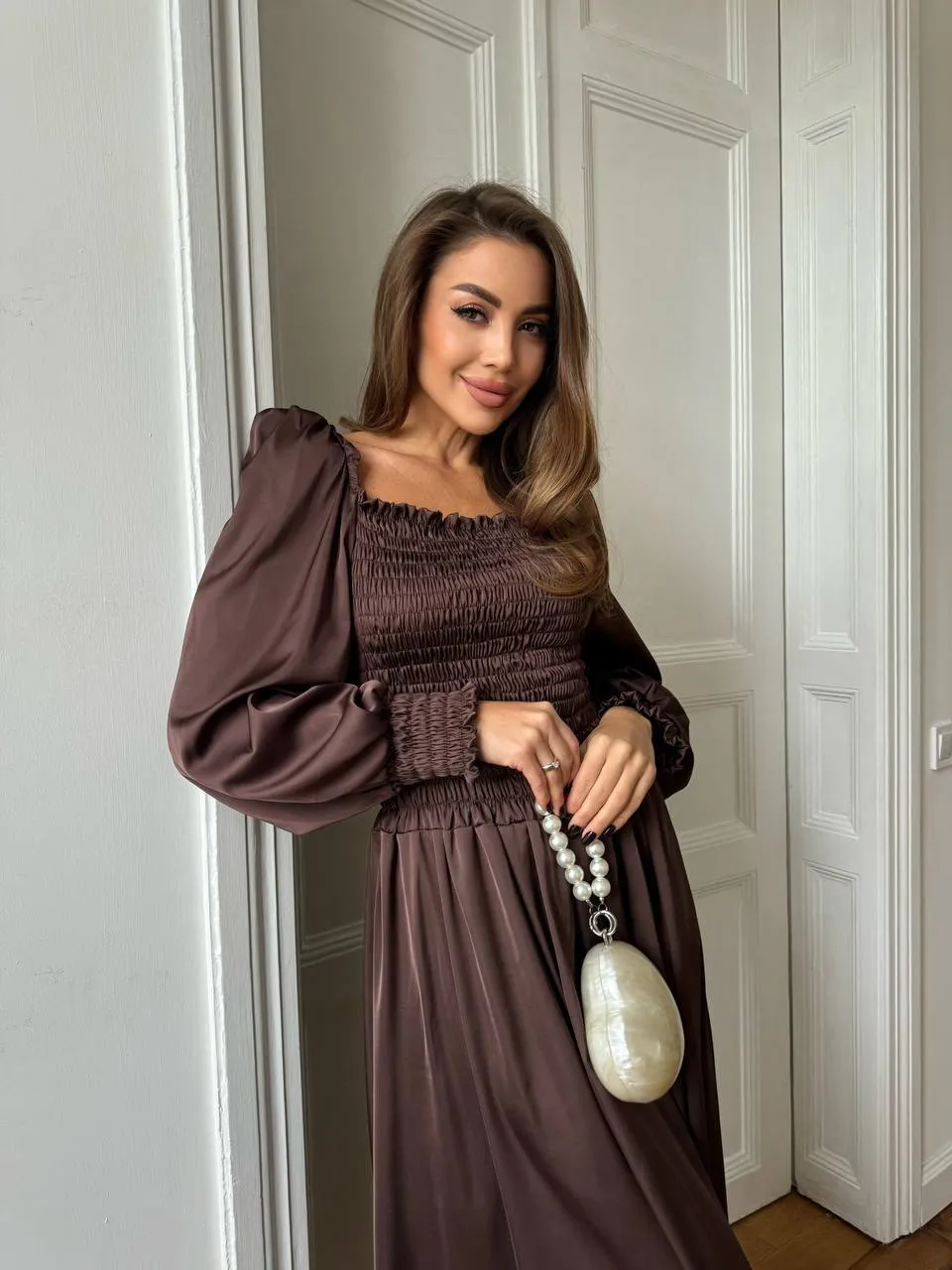 Brown maxi dress “Celeste”