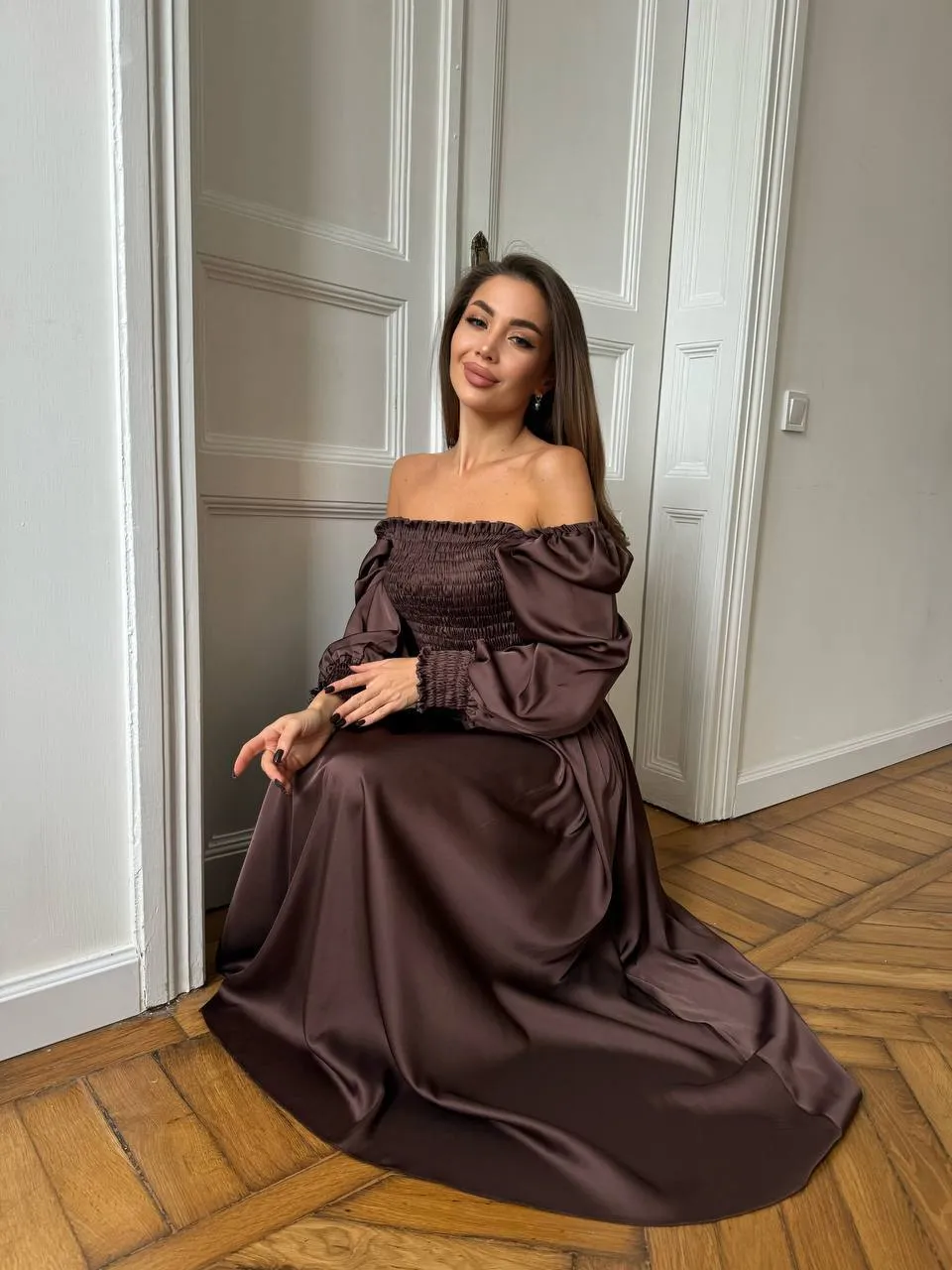 Brown maxi dress “Celeste”