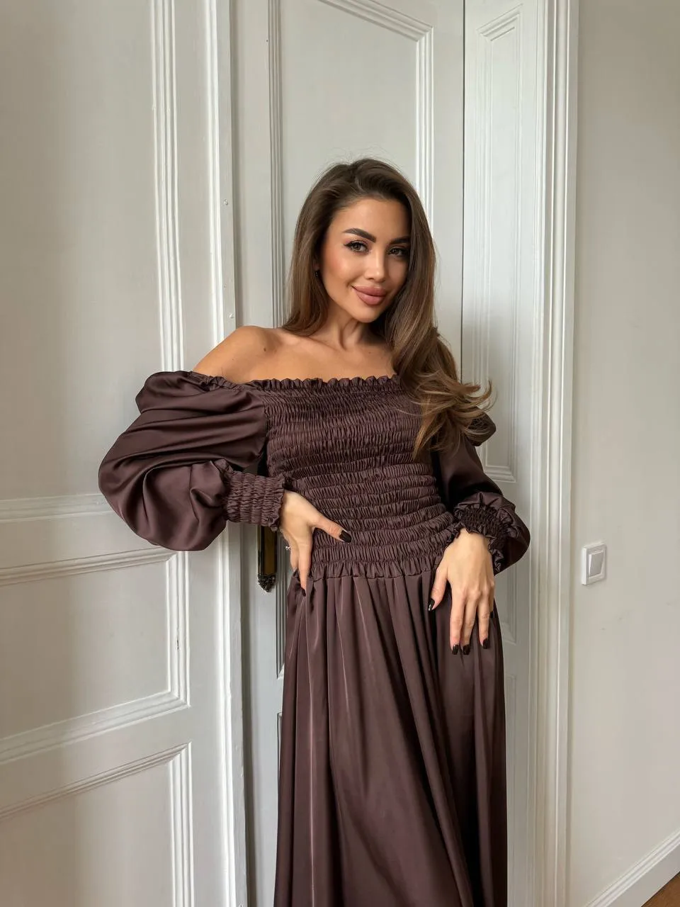 Brown maxi dress “Celeste”