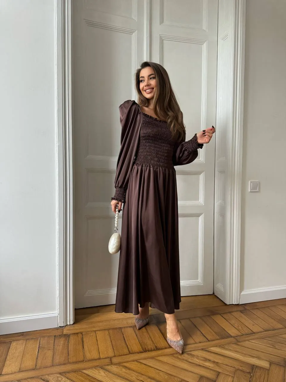 Brown maxi dress “Celeste”
