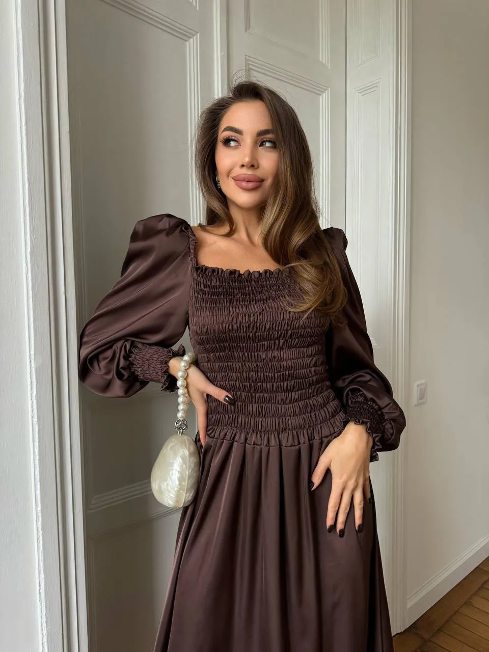 Brown maxi dress “Celeste”