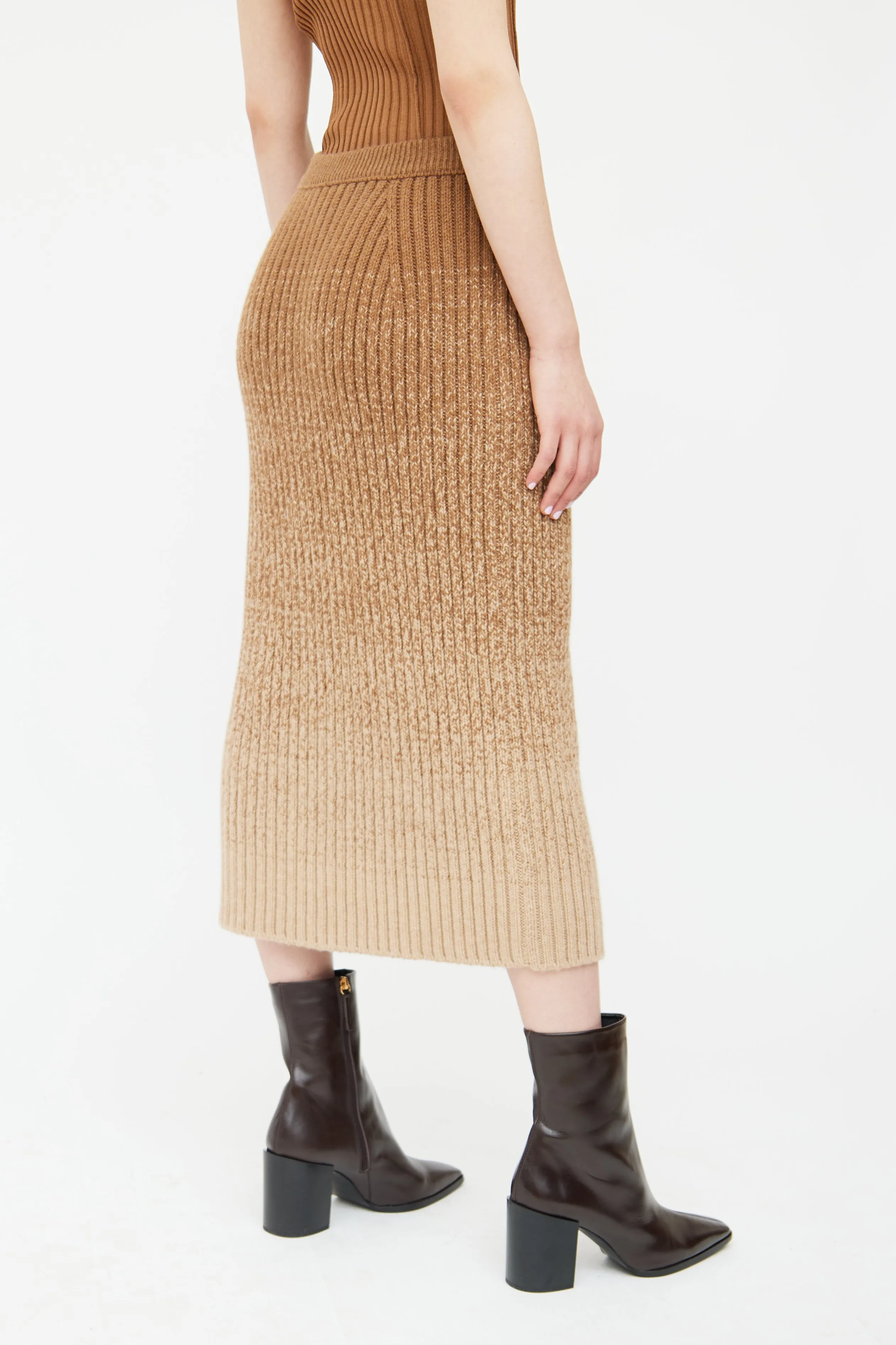Brown Ombre Cashmere Knit Skirt