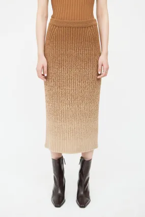 Brown Ombre Cashmere Knit Skirt