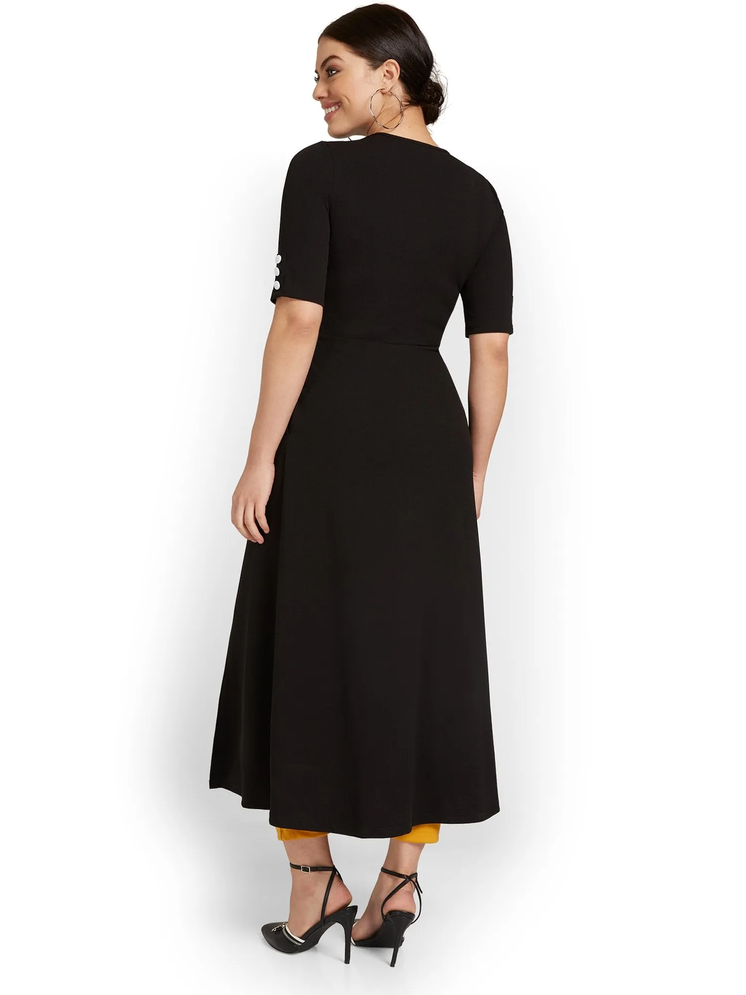 Button-Detail Knit Maxi Top