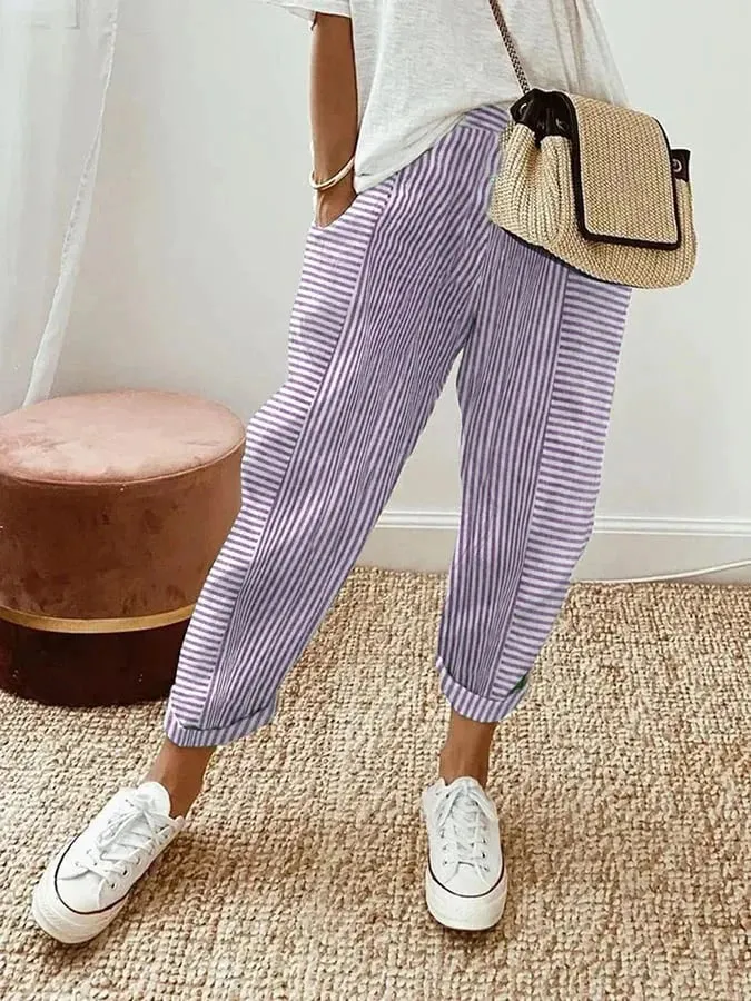 Carlotta | Striped Cotton Trousers