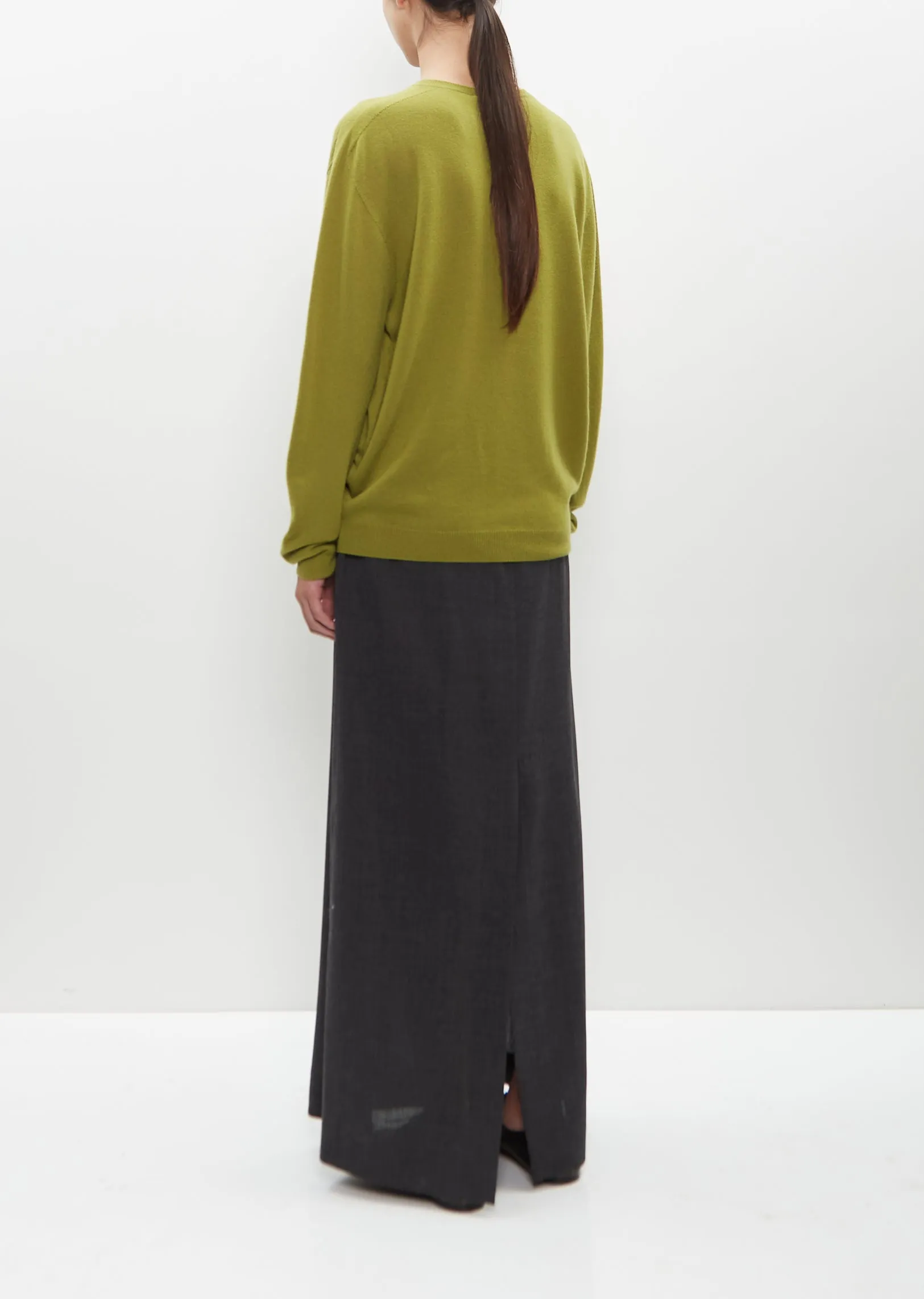 Cashmere Isaora Sweater — Mustard Green