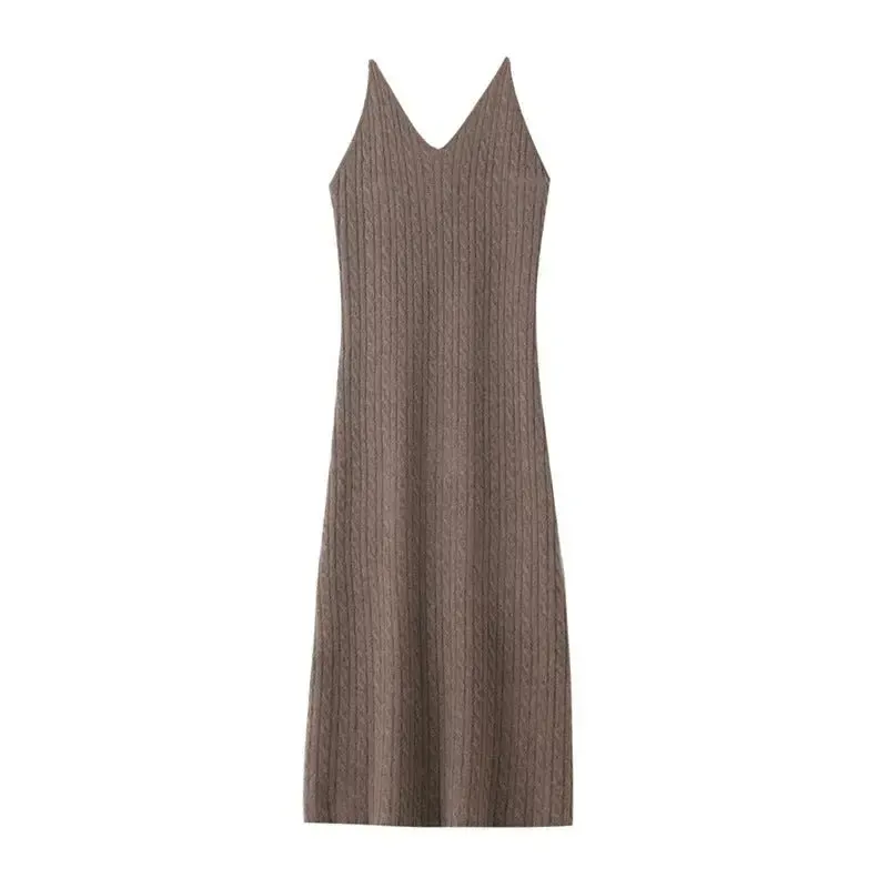 Cashmere Knitted Cardigan Dress Two-piece