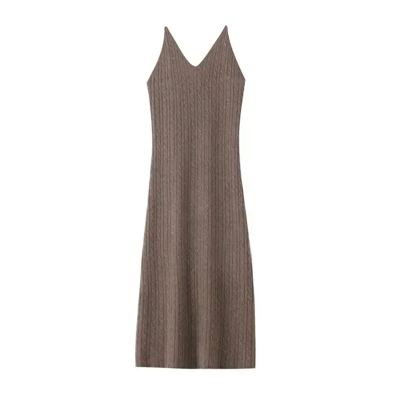 Cashmere Knitted Cardigan Dress Two-piece