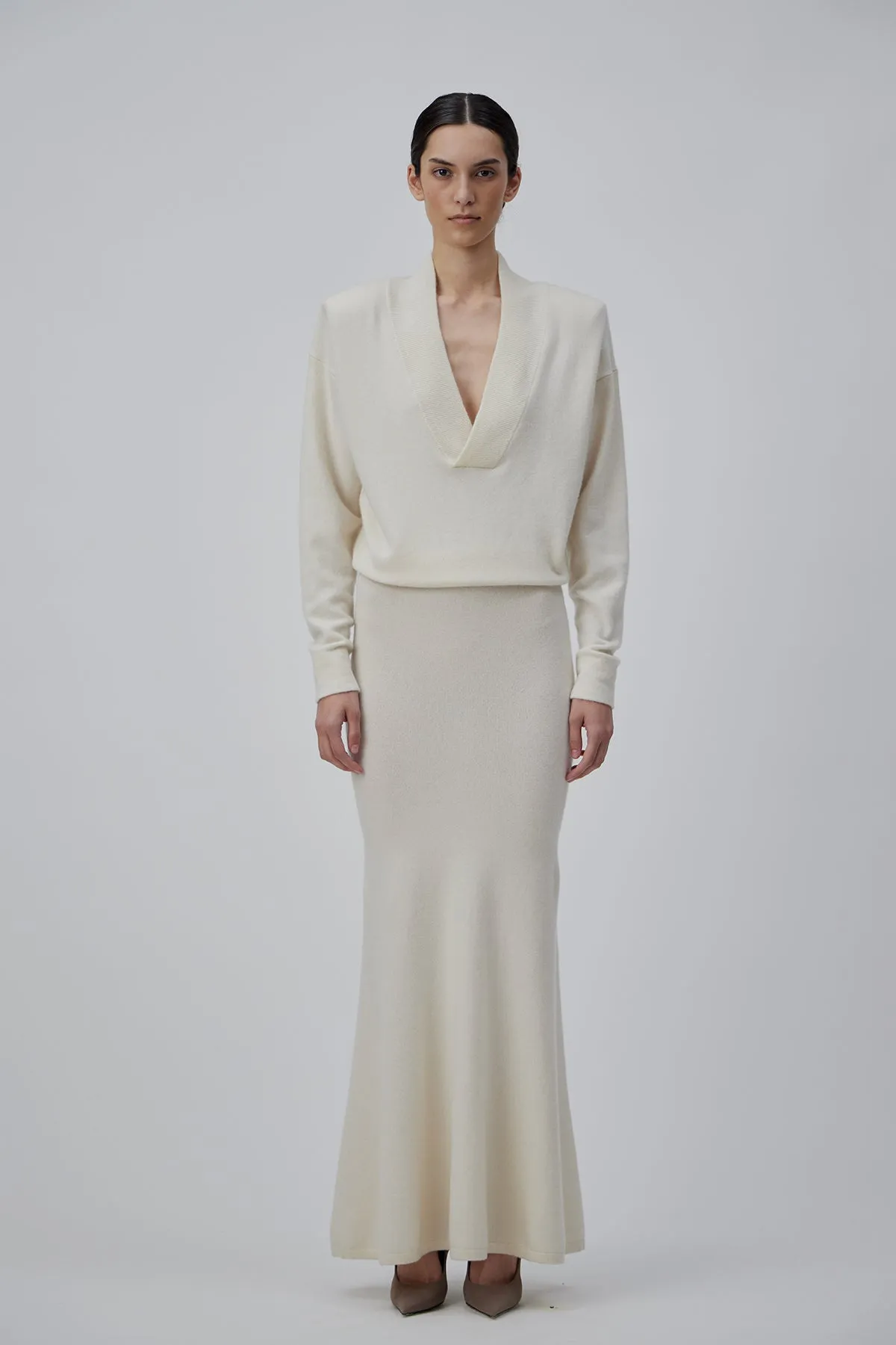 CASHMERE MAXI SKIRT IN TOFU
