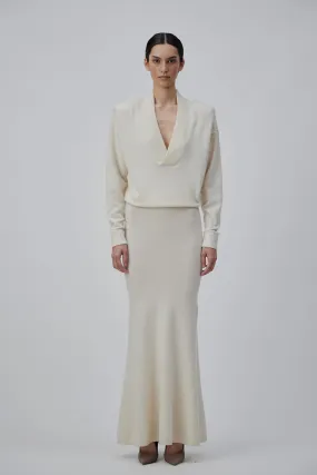 CASHMERE MAXI SKIRT IN TOFU