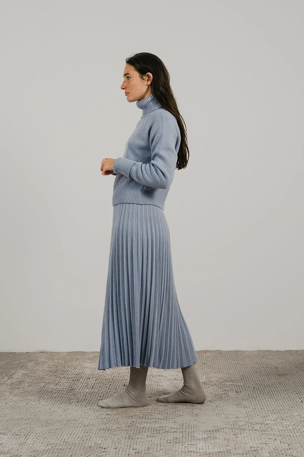 CASHMERE MIX PLISSE SKIRT