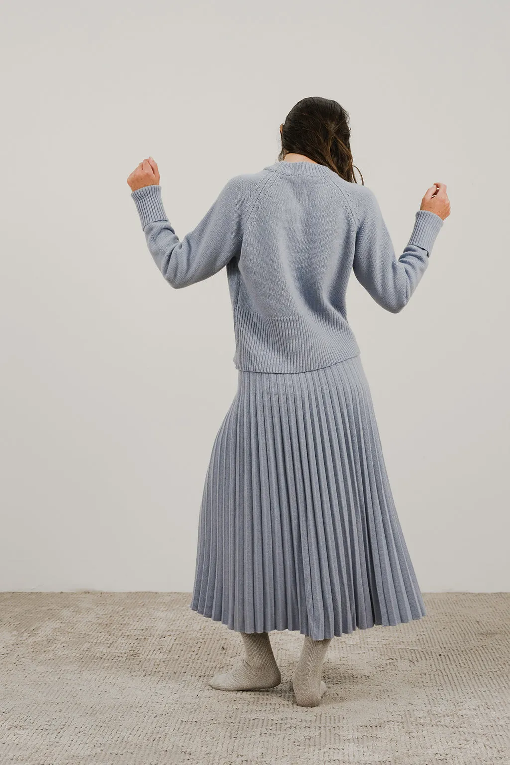 CASHMERE MIX PLISSE SKIRT