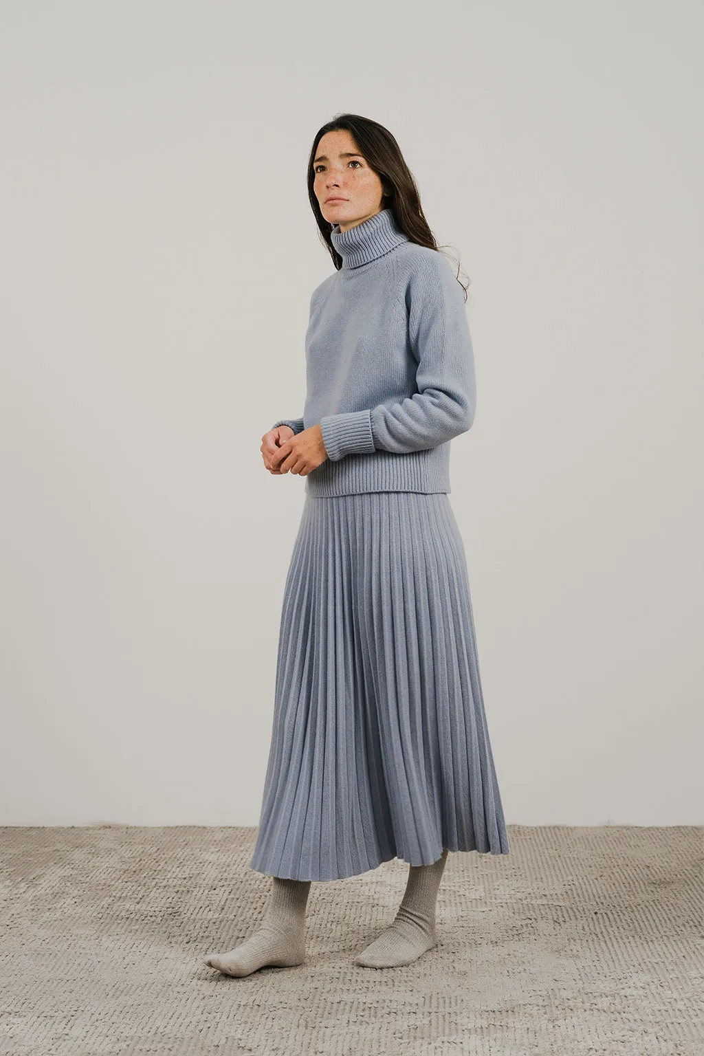 CASHMERE MIX PLISSE SKIRT
