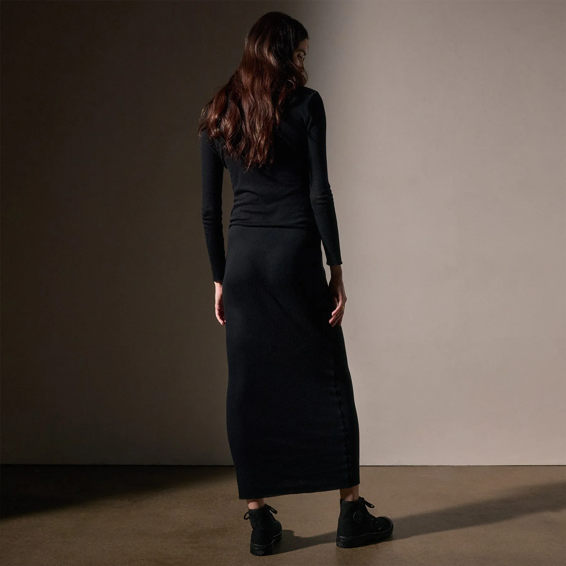 Cashmere Rib Skirt - Black