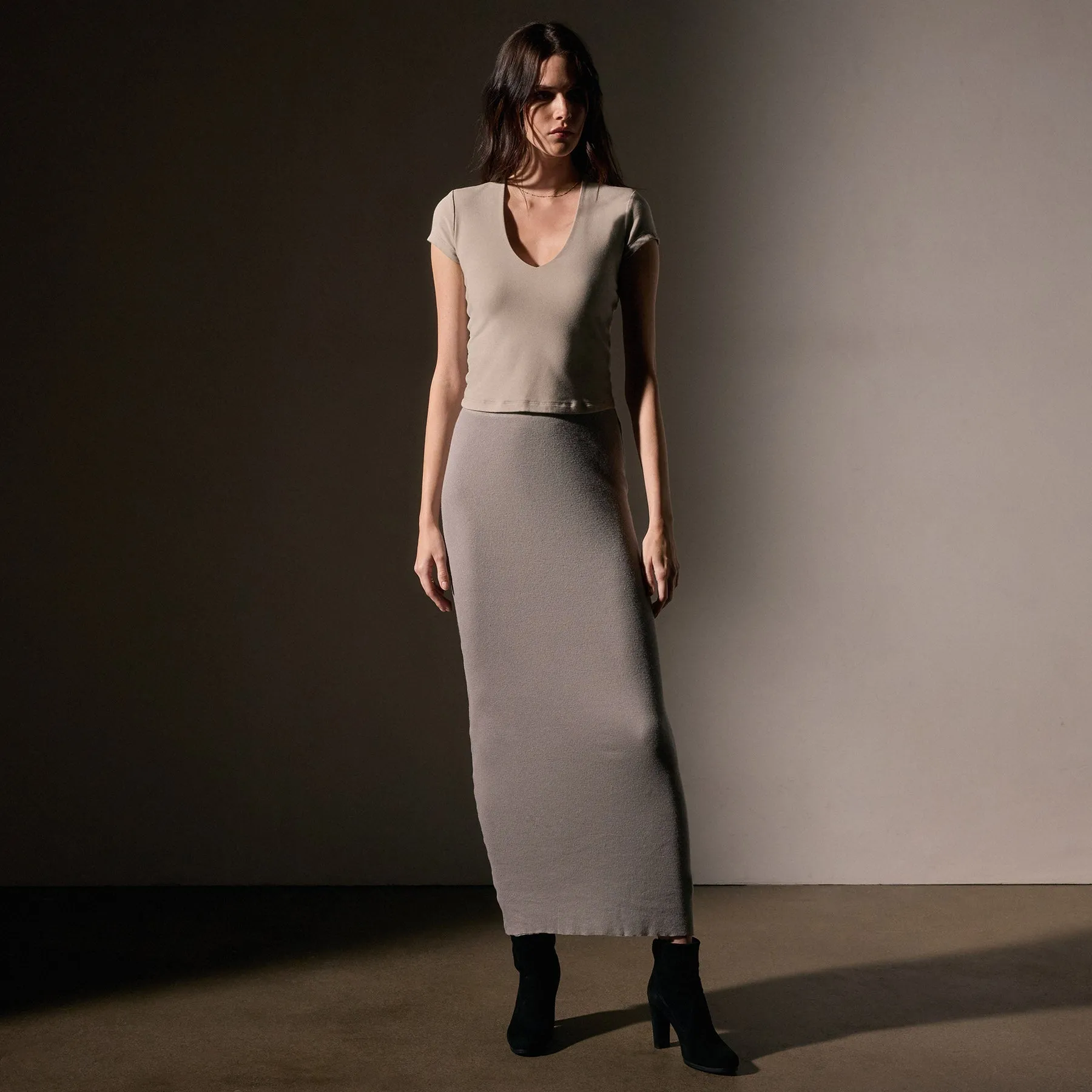 Cashmere Rib Skirt - Dapple