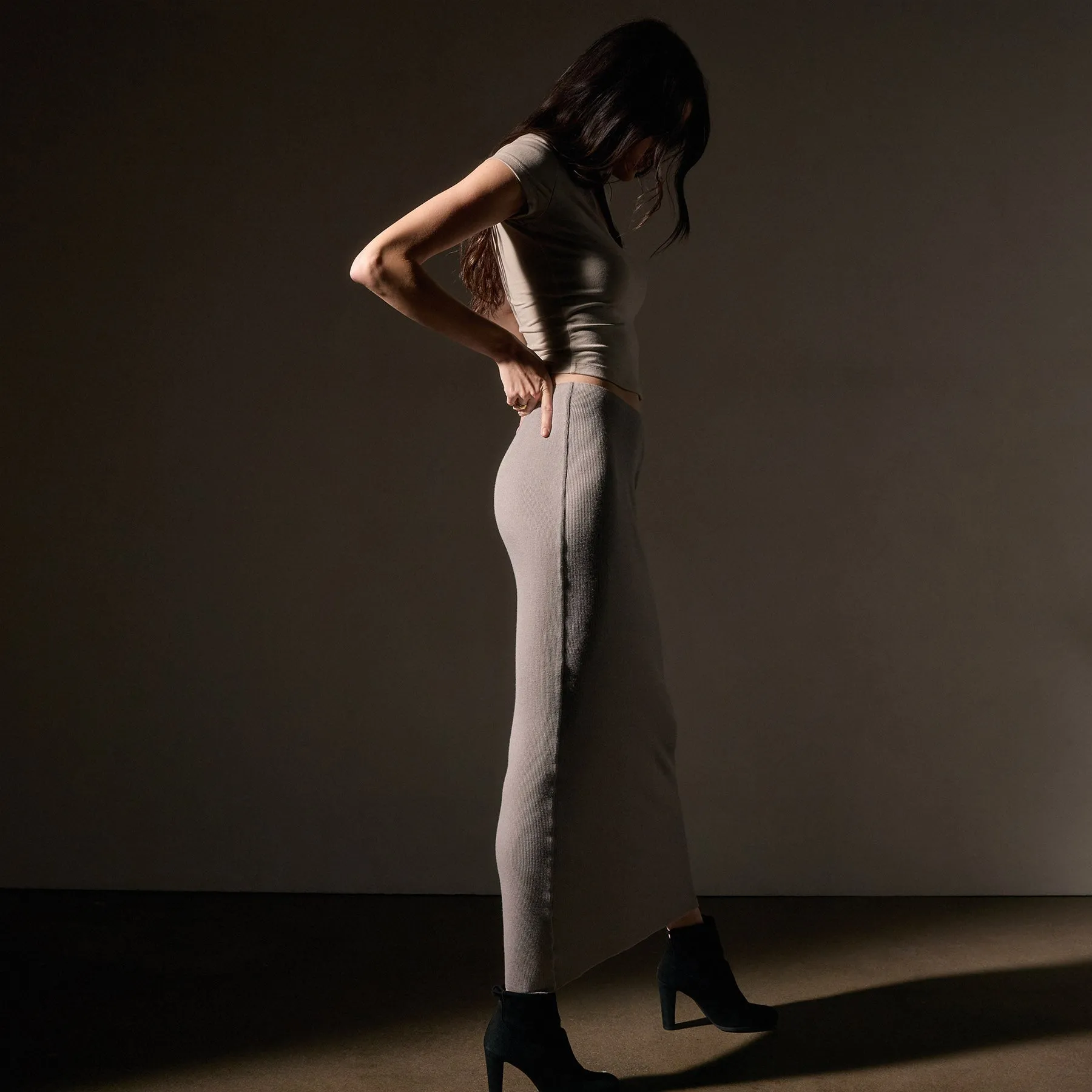 Cashmere Rib Skirt - Dapple