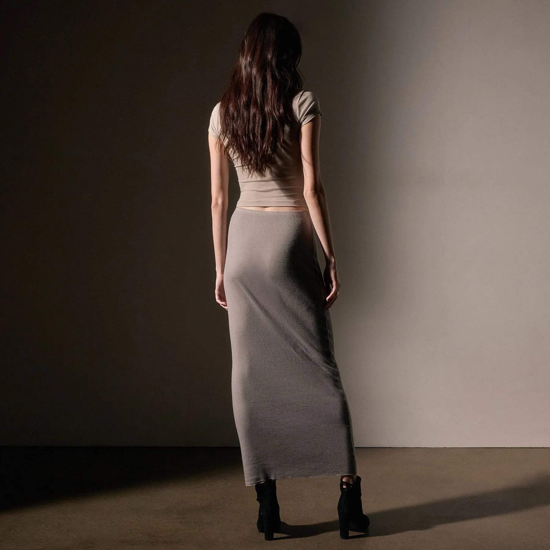 Cashmere Rib Skirt - Dapple