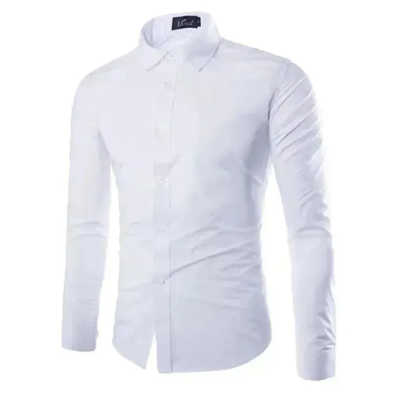 Casual Polo Collar Ironing Free Long Sleeves Shirt For Men