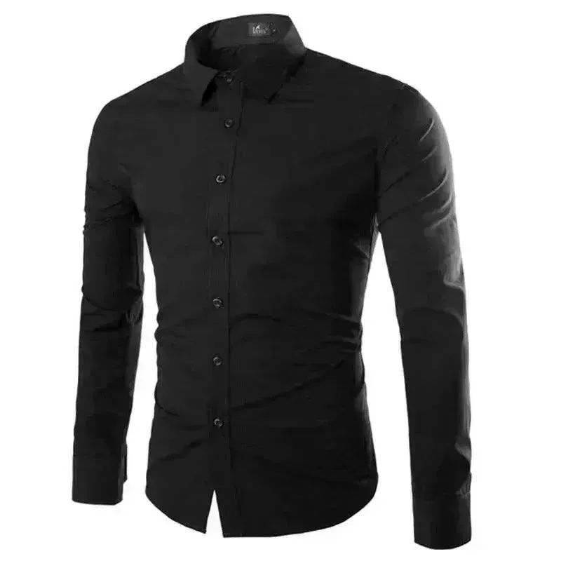 Casual Polo Collar Ironing Free Long Sleeves Shirt For Men