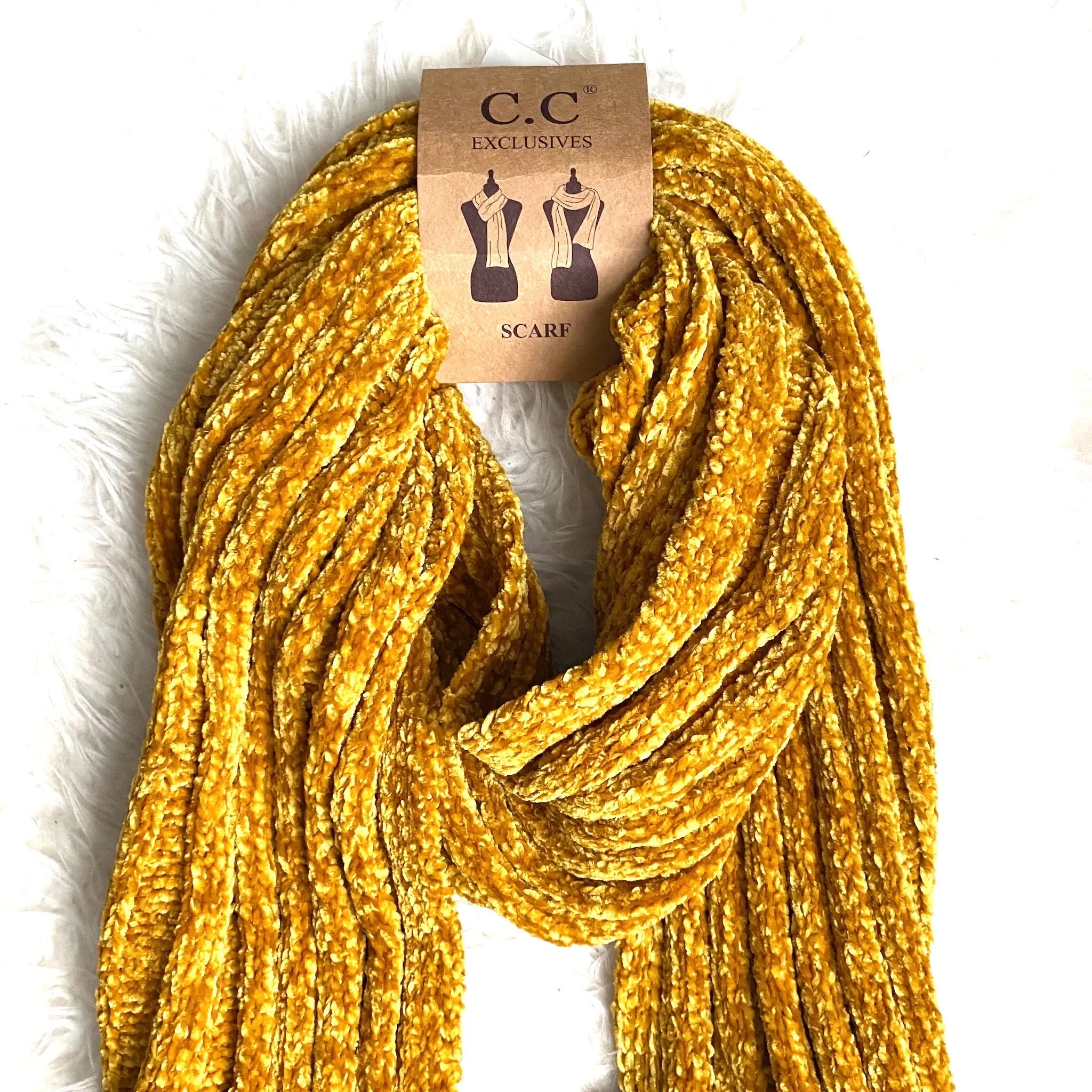C.C Mustard Chenille Scarf NWT
