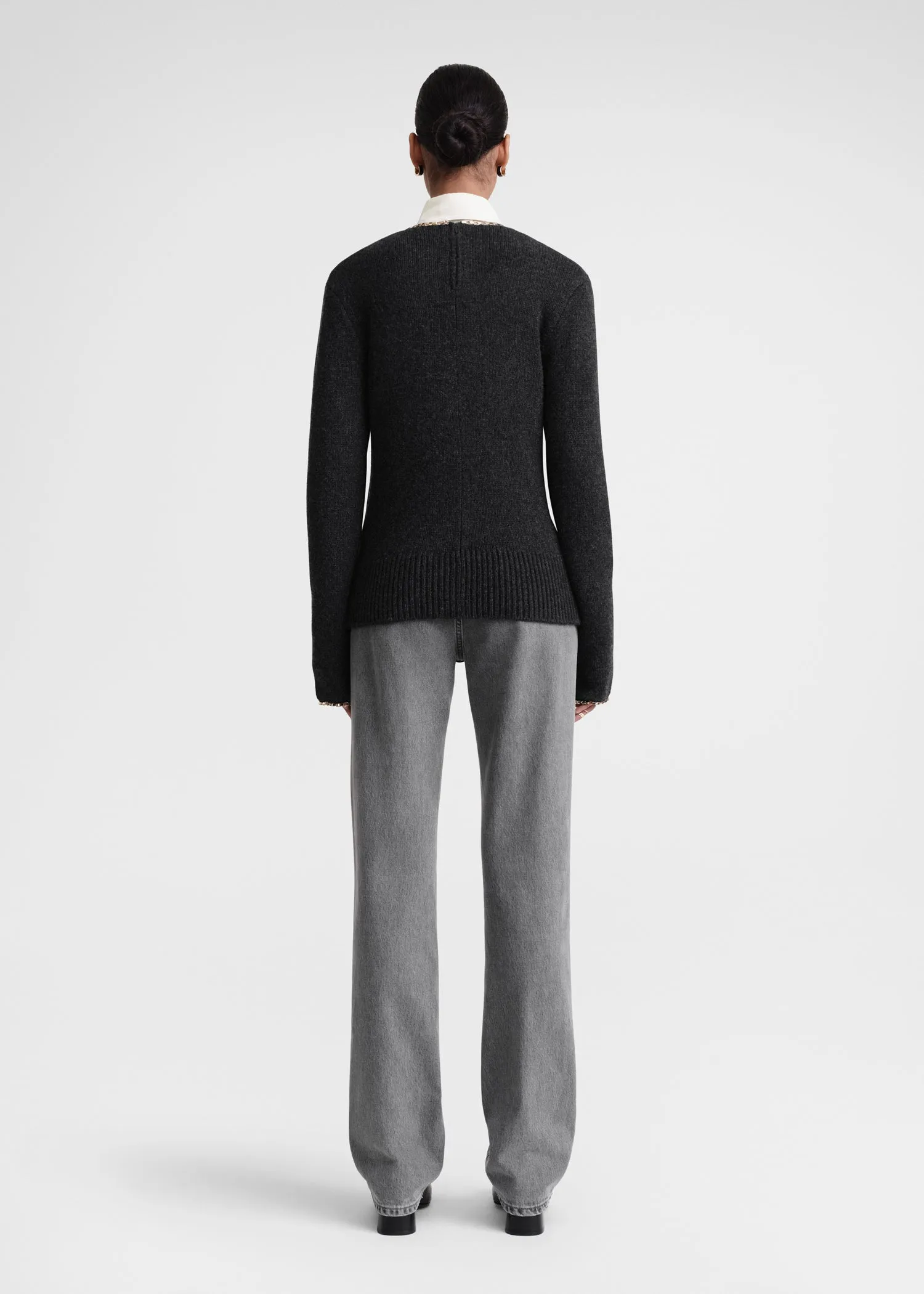 Chain-edge knit charcoal mélange