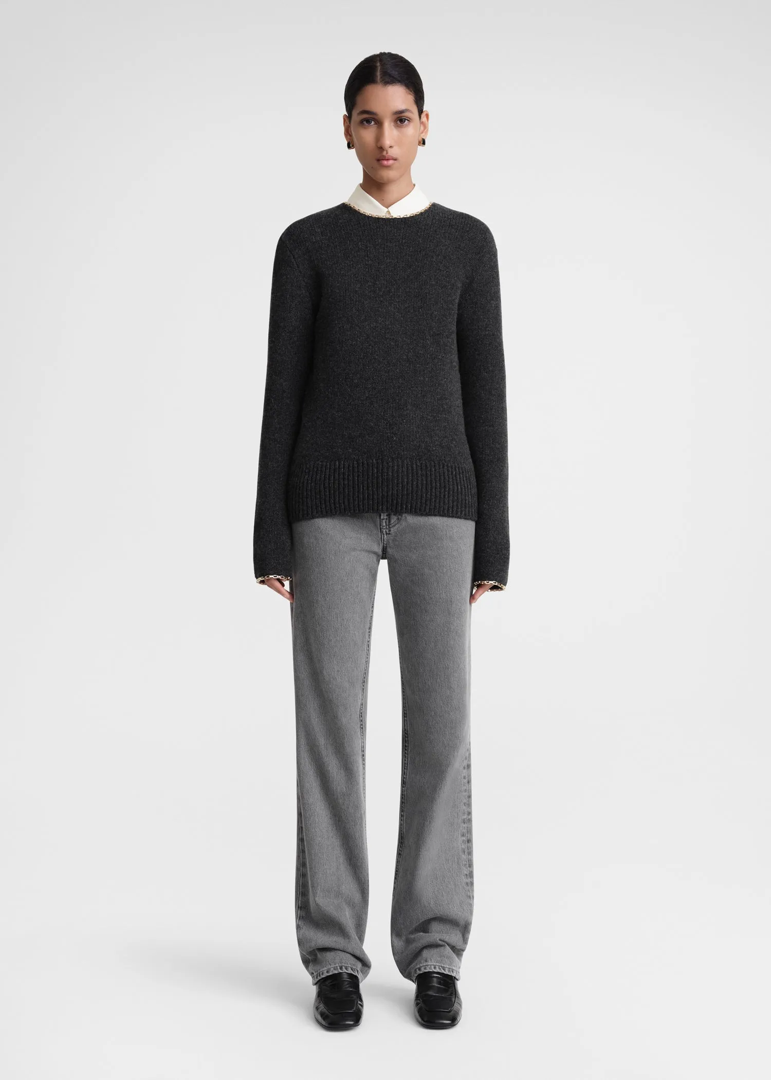Chain-edge knit charcoal mélange