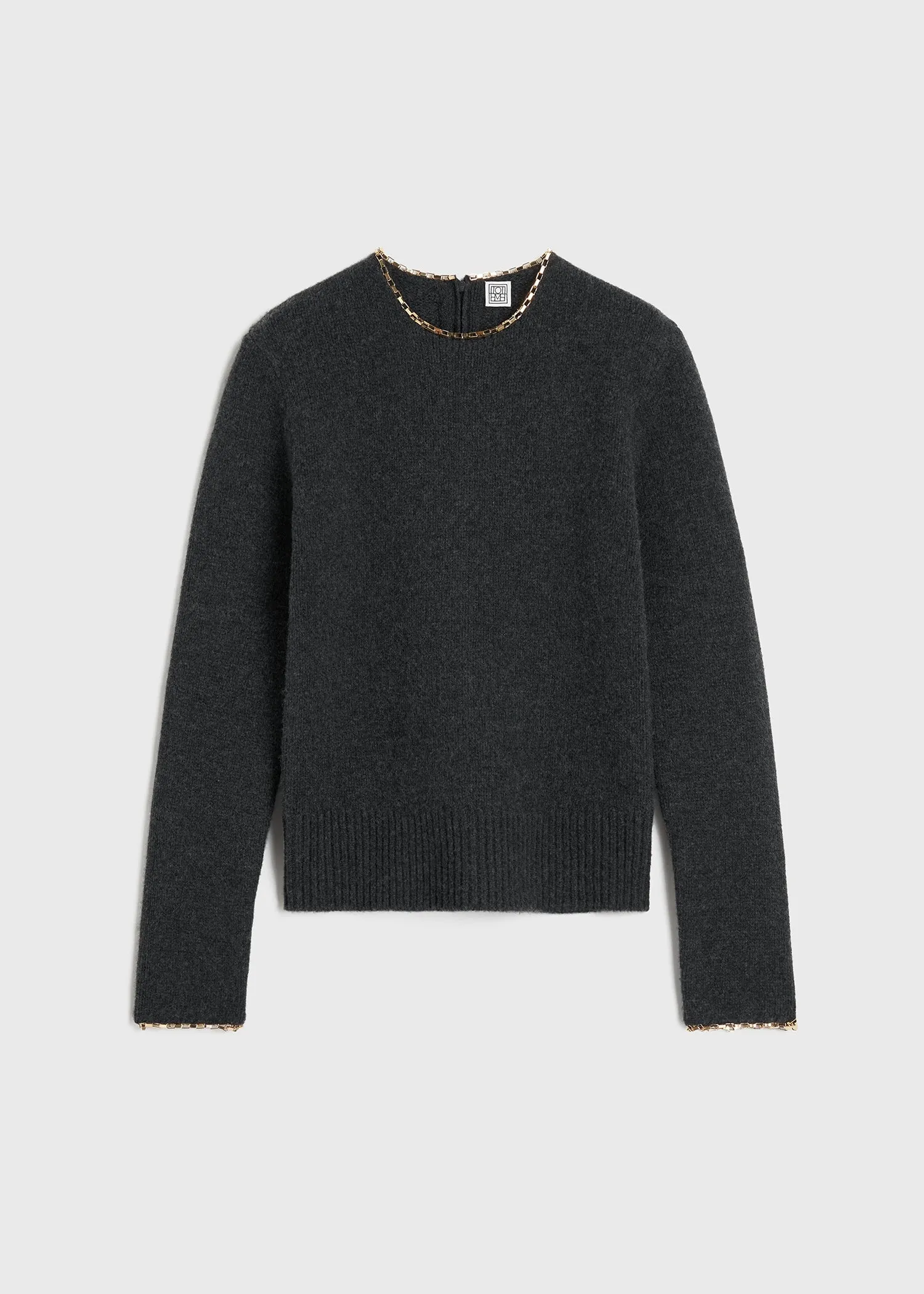 Chain-edge knit charcoal mélange