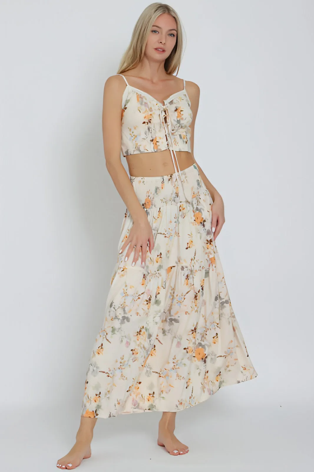 Champagne Supernova Maxi Skirt & Top Matching Set