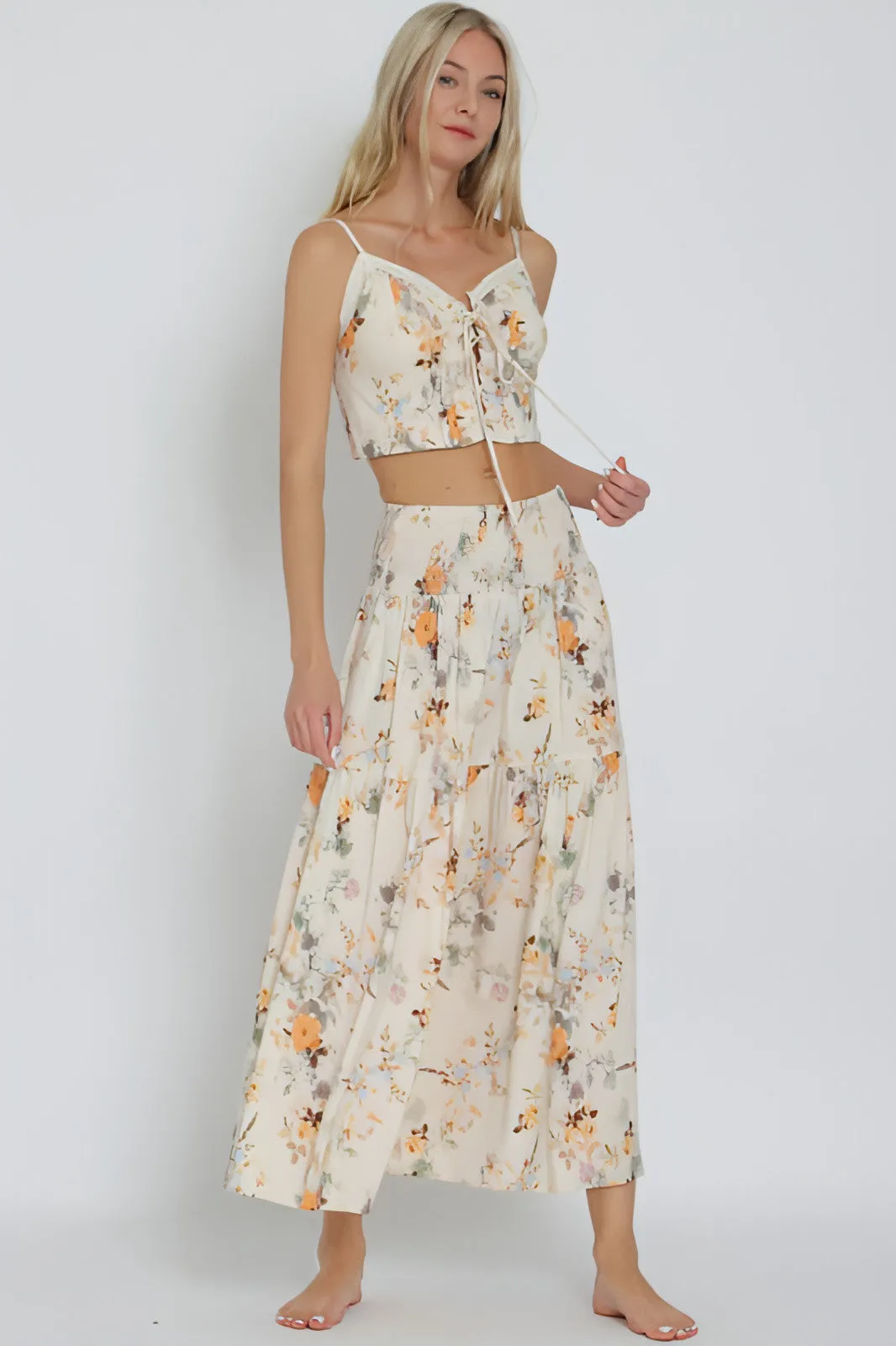 Champagne Supernova Maxi Skirt & Top Matching Set
