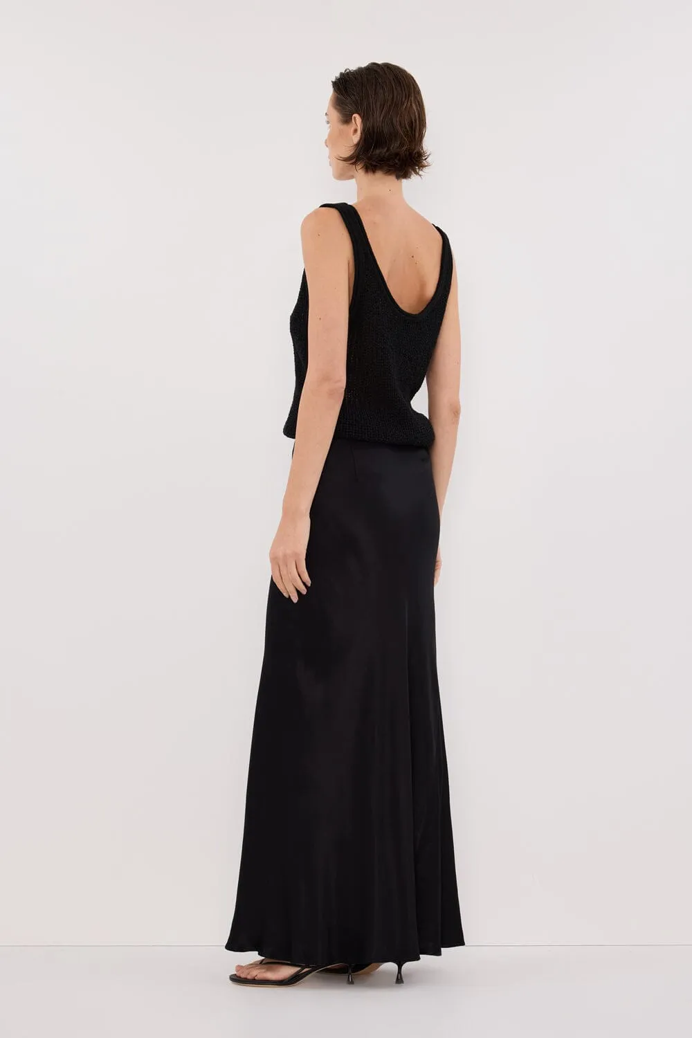 CHARLI BLACK SATIN MAXI SKIRT
