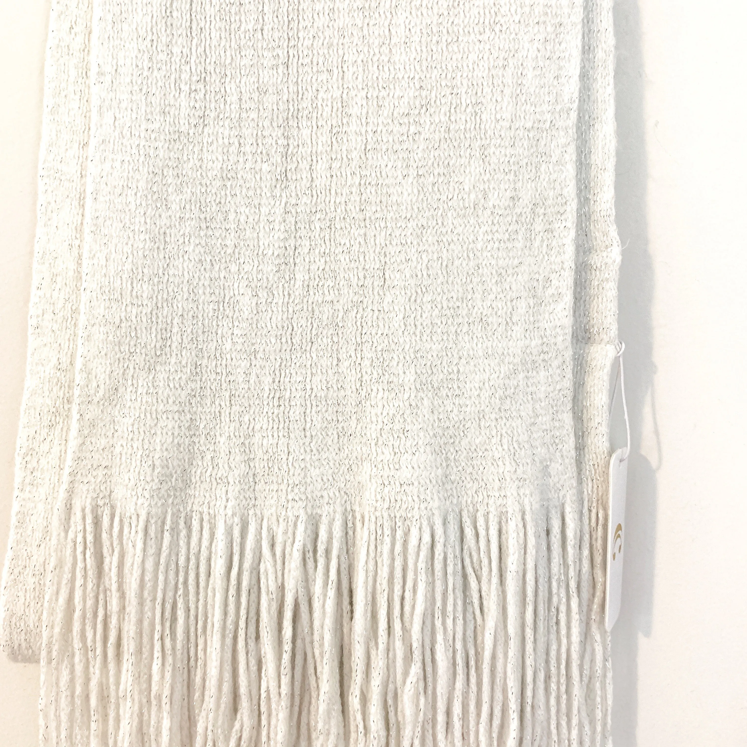 Charming Charlie White & Metallic Fringe Sweater NWT